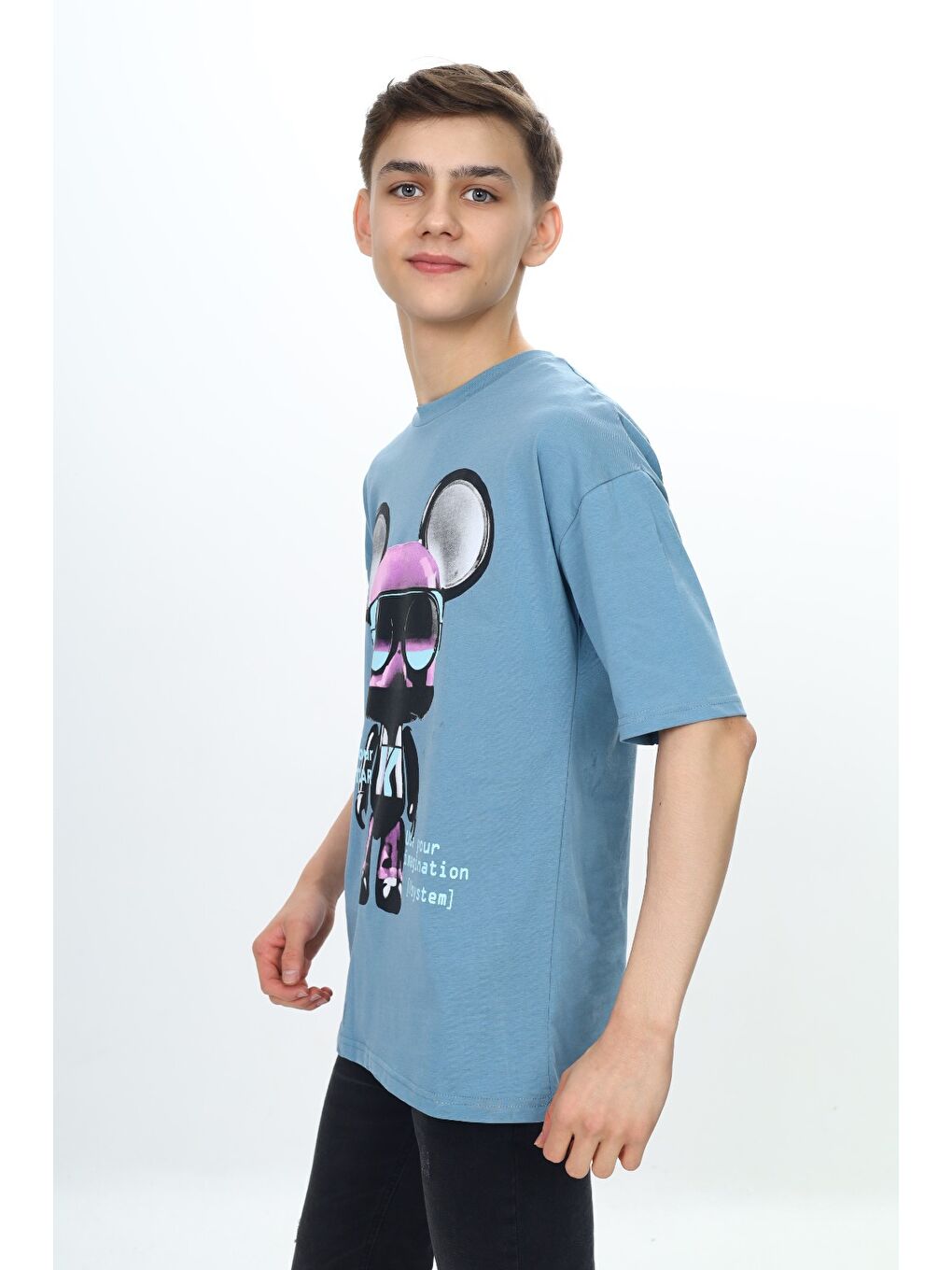 Lila Erkek Çocuk Robot Baskılı Tişört-3