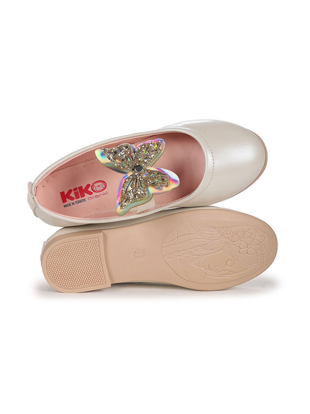 Beyaz Menz Rugan Kelebek Lastikli Kız Çocuk Babet Ayakkabı-4