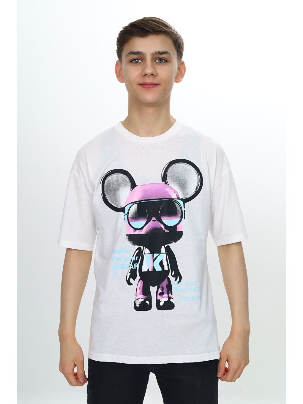 Ekru Erkek Çocuk Robot Baskılı Tişört