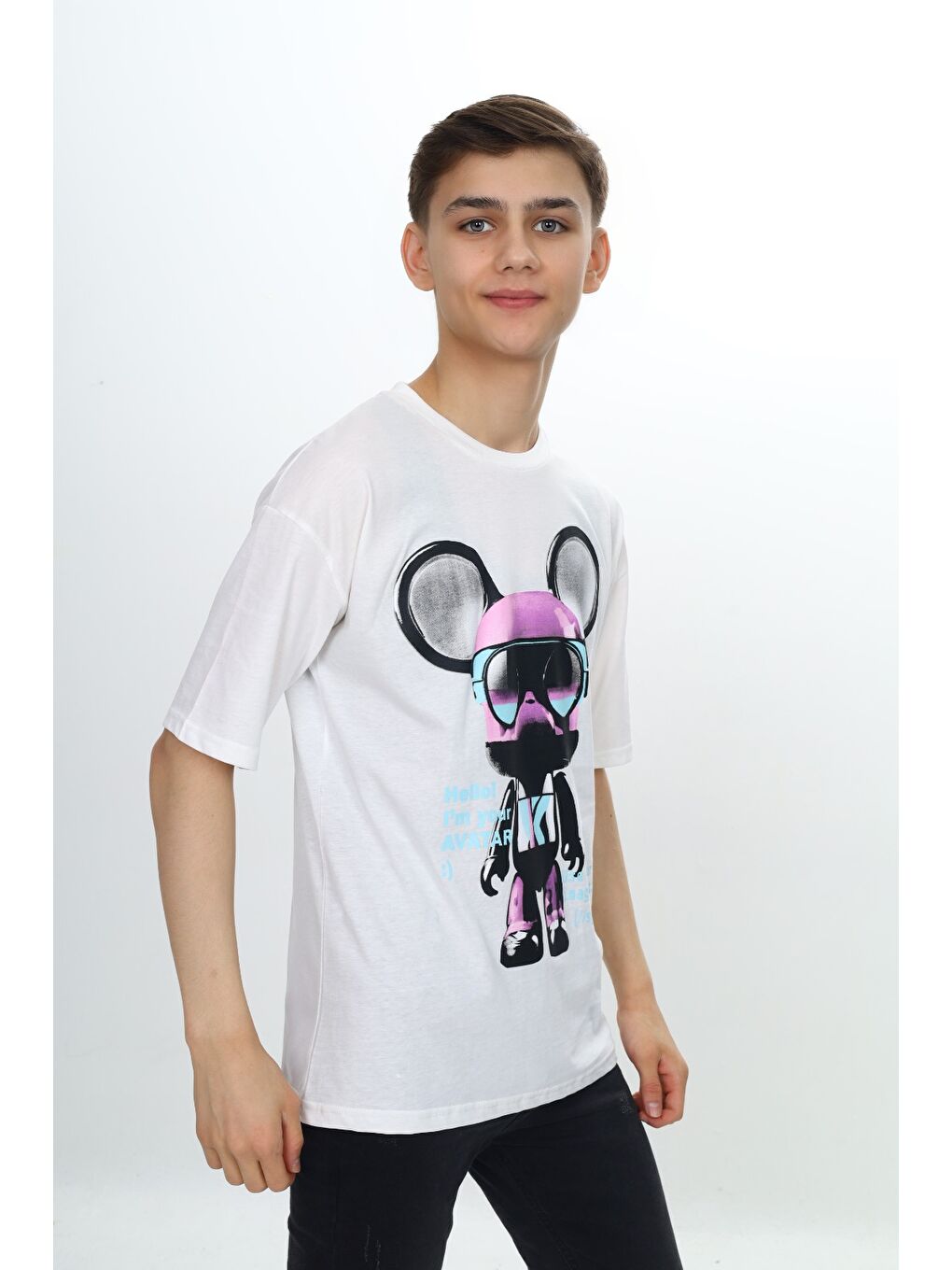 Ekru Erkek Çocuk Robot Baskılı Tişört-2