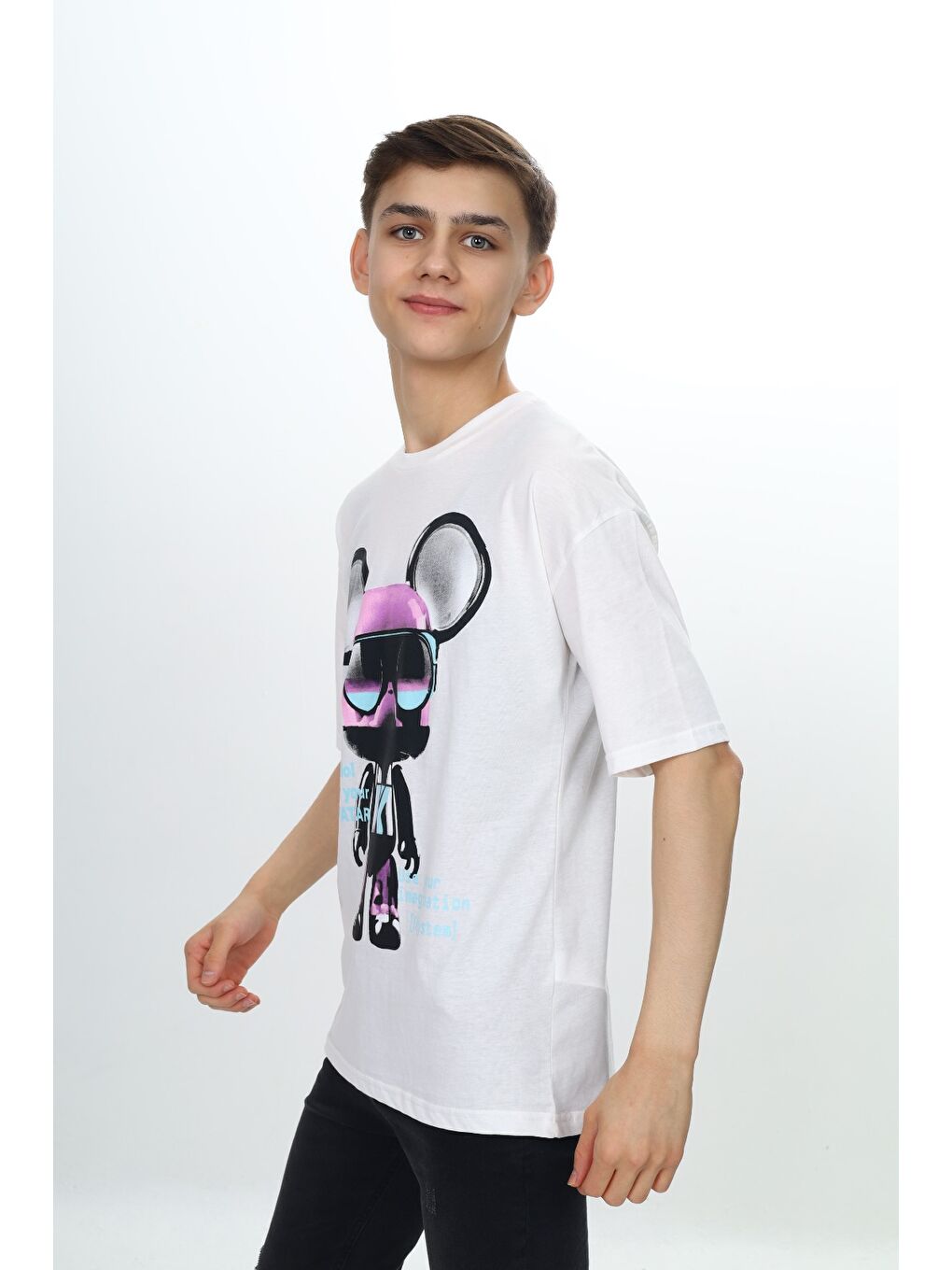 Ekru Erkek Çocuk Robot Baskılı Tişört-3