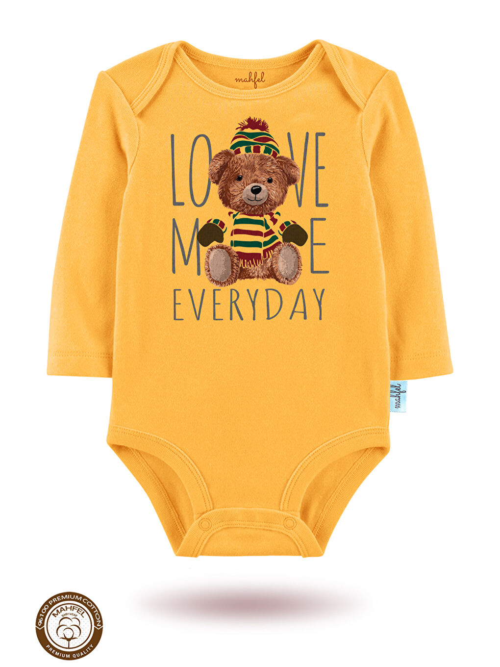 Bej 3 lü  100 Pamuklu Organik Baskılı Çıtçıtlı Bebek Body Zıbın-2