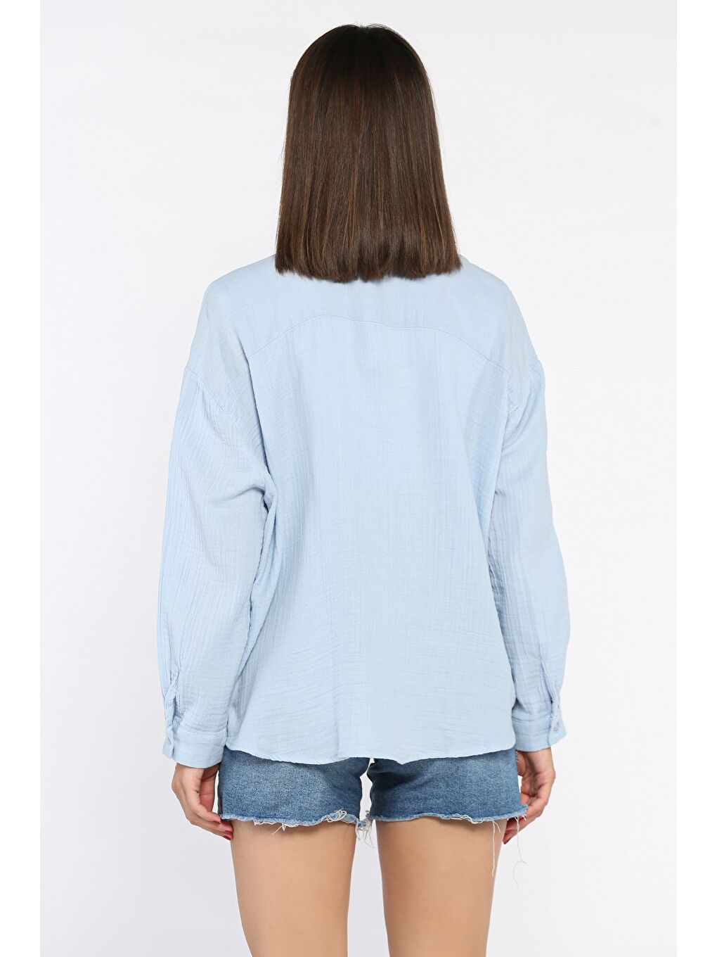Mavi Kadın Salaş Gömlek-2