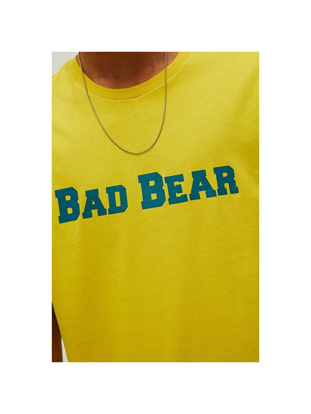 Bad Bear Title Erkek Sarı Bisiklet Yaka Tişört - 1