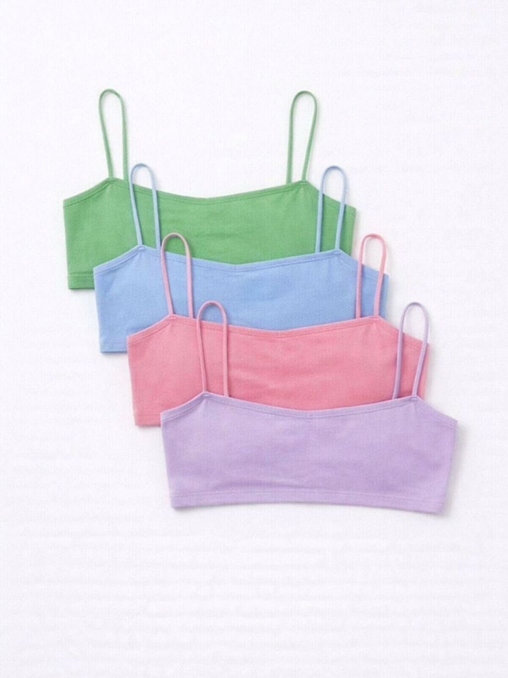 Karışık Kadın Büzgülü İp Askılı 4'lü Set Süper Crop Bluz Yeşil BebeMavi Pembe Lila-1