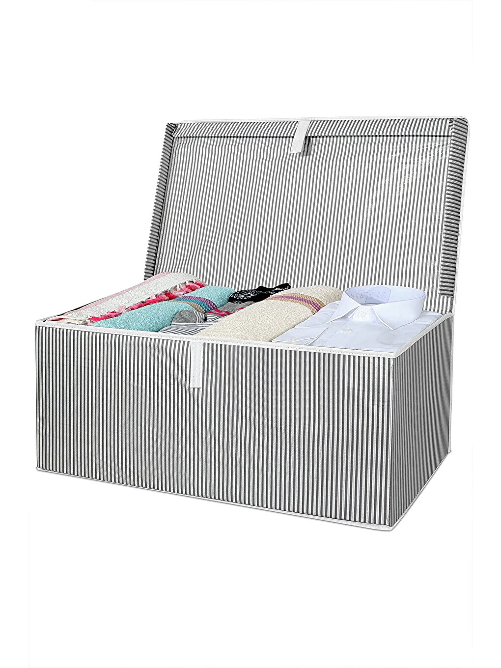 Gri 4 Adet Kapaklı Hurç Saklama Kutusu 70x40x30 cm-1