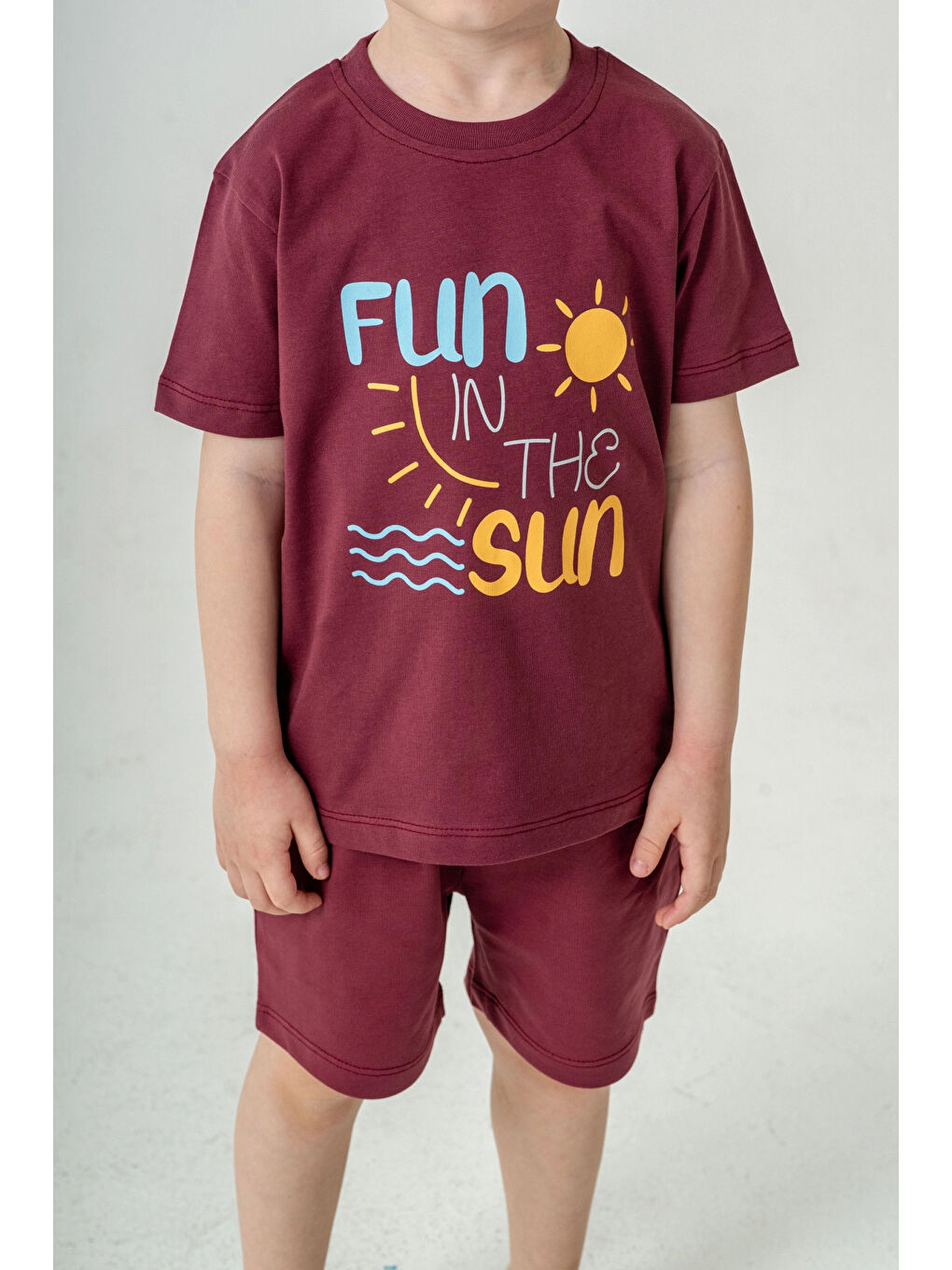Bordo Fun Sun Baskılı Erkek Çocuk Takım 50307-1