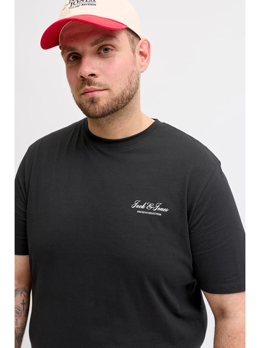 Siyah Plus Büyük Beden Pamuklu Regular Fit Bisiklet Yaka T Shirt 12289683-2