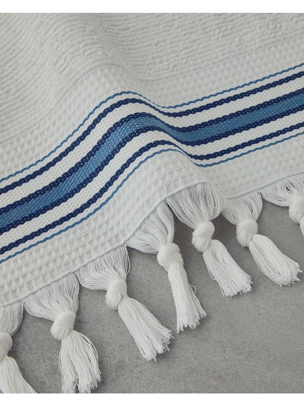 English Home Cool Stripe Pamuklu Çizgili Banyo Havlusu Takımı Ekru-Bej - 1