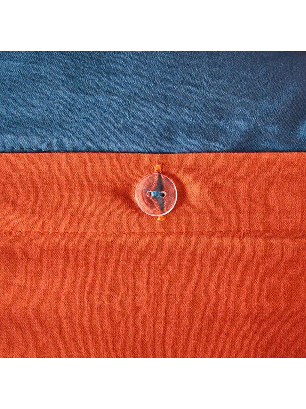 Ekru Soft Colorful Çift Kişilik Nevresim Takımı - Kiremit / Lacivert-4