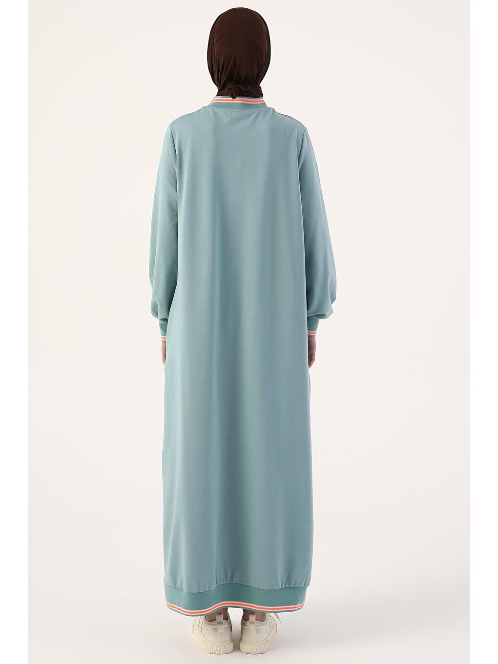 Yeşil Koyu Mint Neon Ribanalı Fermuarlı Elbise-3