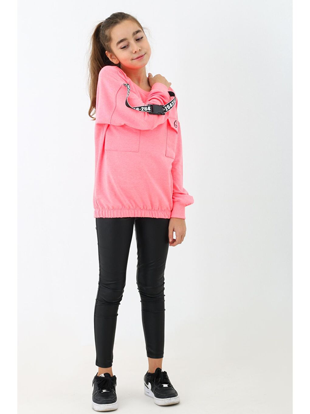 Pembe Kız Çocuk Perfect Yazı Baskılı Oversize Sweatshirt 14174-2
