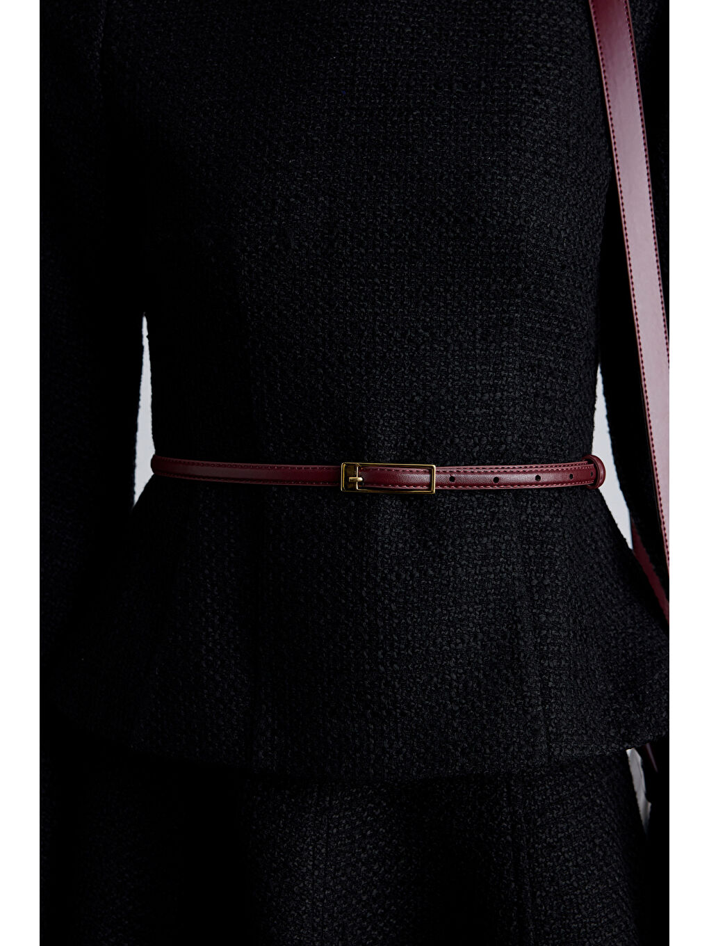 Dikdörtgen Tokalı İnce Kemer Bordo