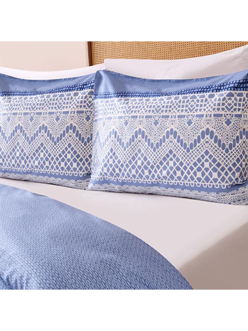 Soft Bumbac Çift Kişilik Nevresim Takımı - Mavi-3