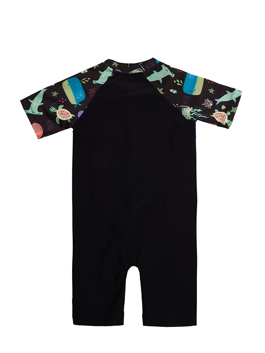 UV Korumalı Kısa Kollu Tulum Bebek Çocuk Yüzücü Mayo 1910 Siyah-1