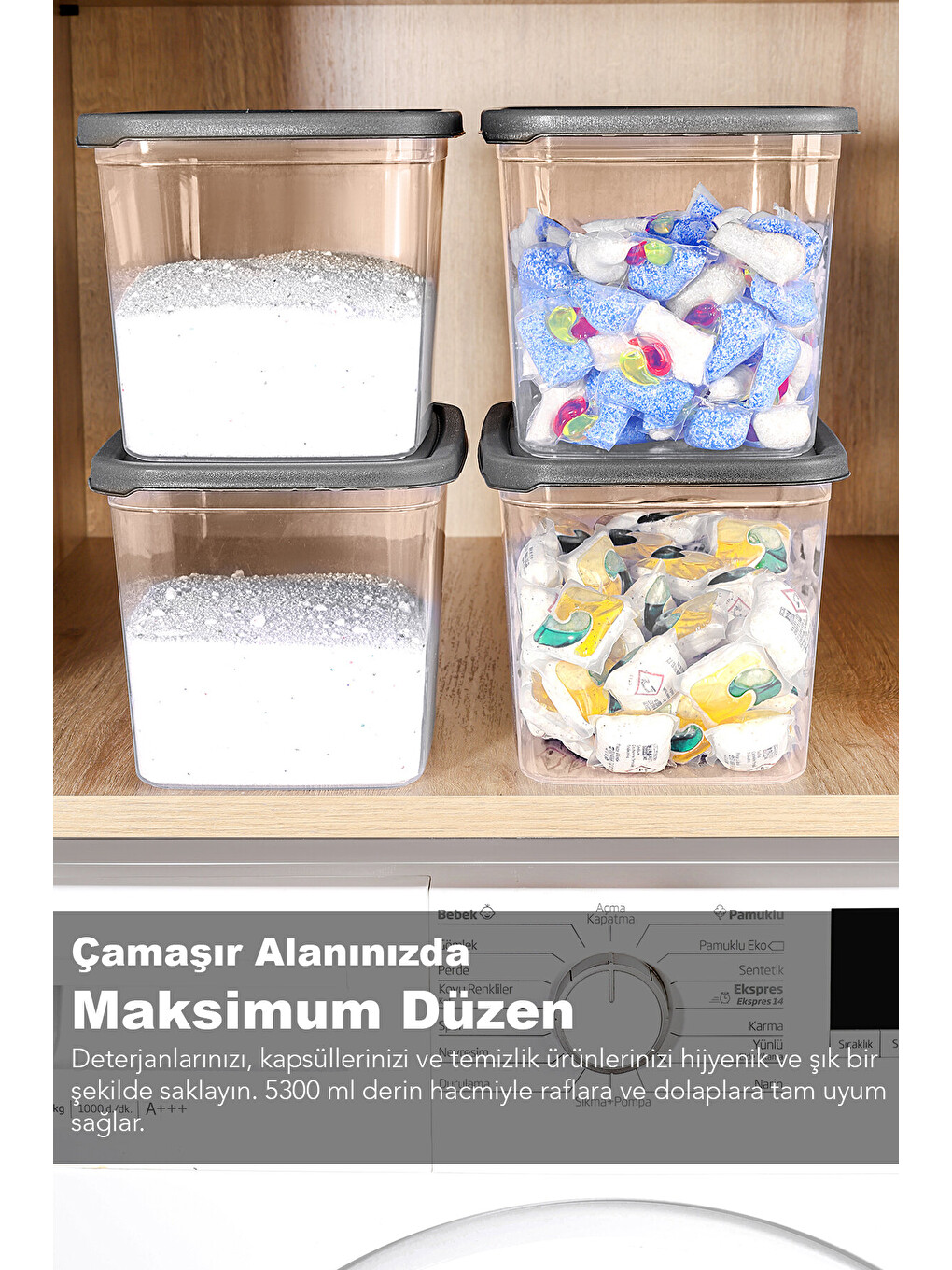 Renksiz 4'lü Etiketli Deterjan Saklama Kutusu 3,7 l-4