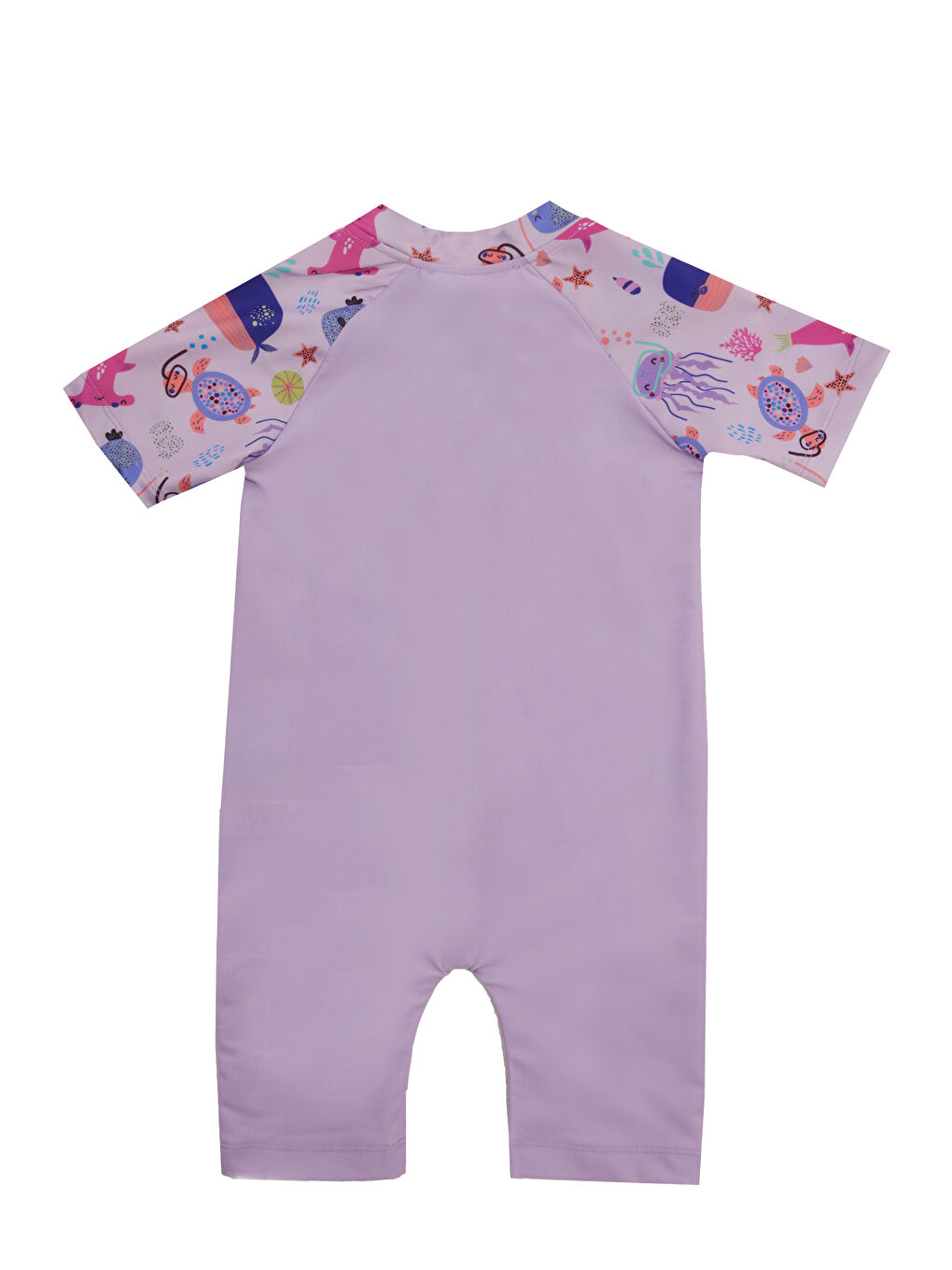 UV Korumalı Kısa Kollu Tulum Bebek Çocuk Yüzücü Mayo 1910 Lila-1