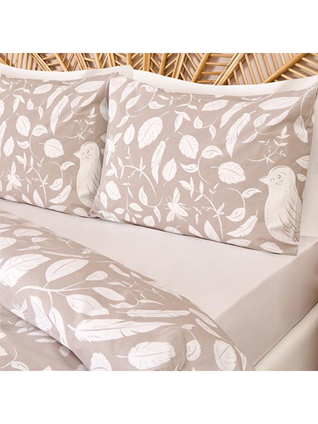 Lila Soft Avis Çift Kişilik Nevresim Takımı - Ekru / Taş-1