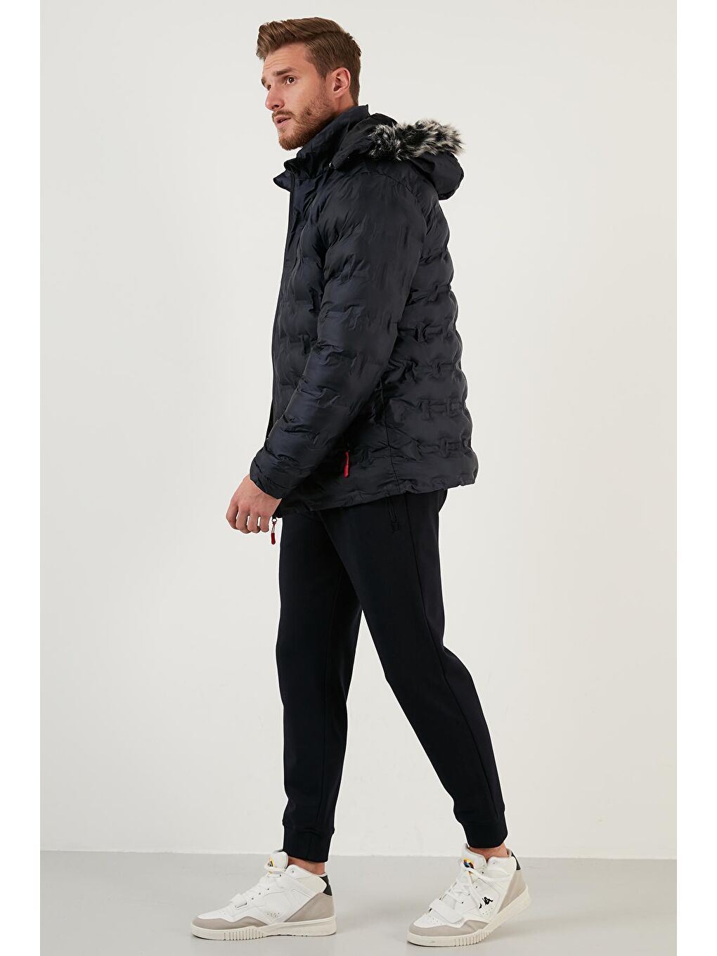 Lacivert Slim Fit Fermuarlı Çıkarılabilir Kapüşonlu Şişme Erkek Mont 5760065-2