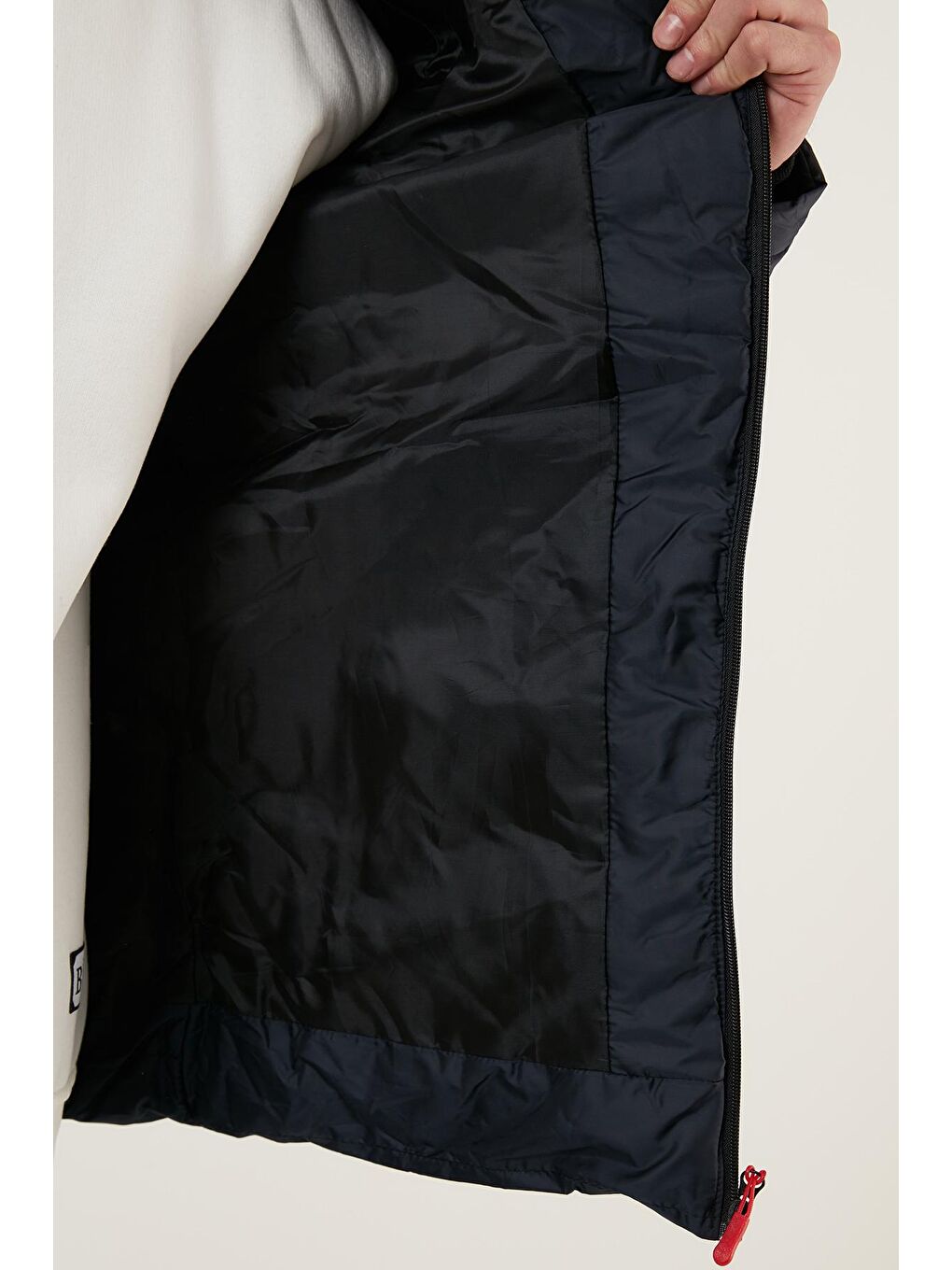 Lacivert Slim Fit Fermuarlı Çıkarılabilir Kapüşonlu Şişme Erkek Mont 5760065-3