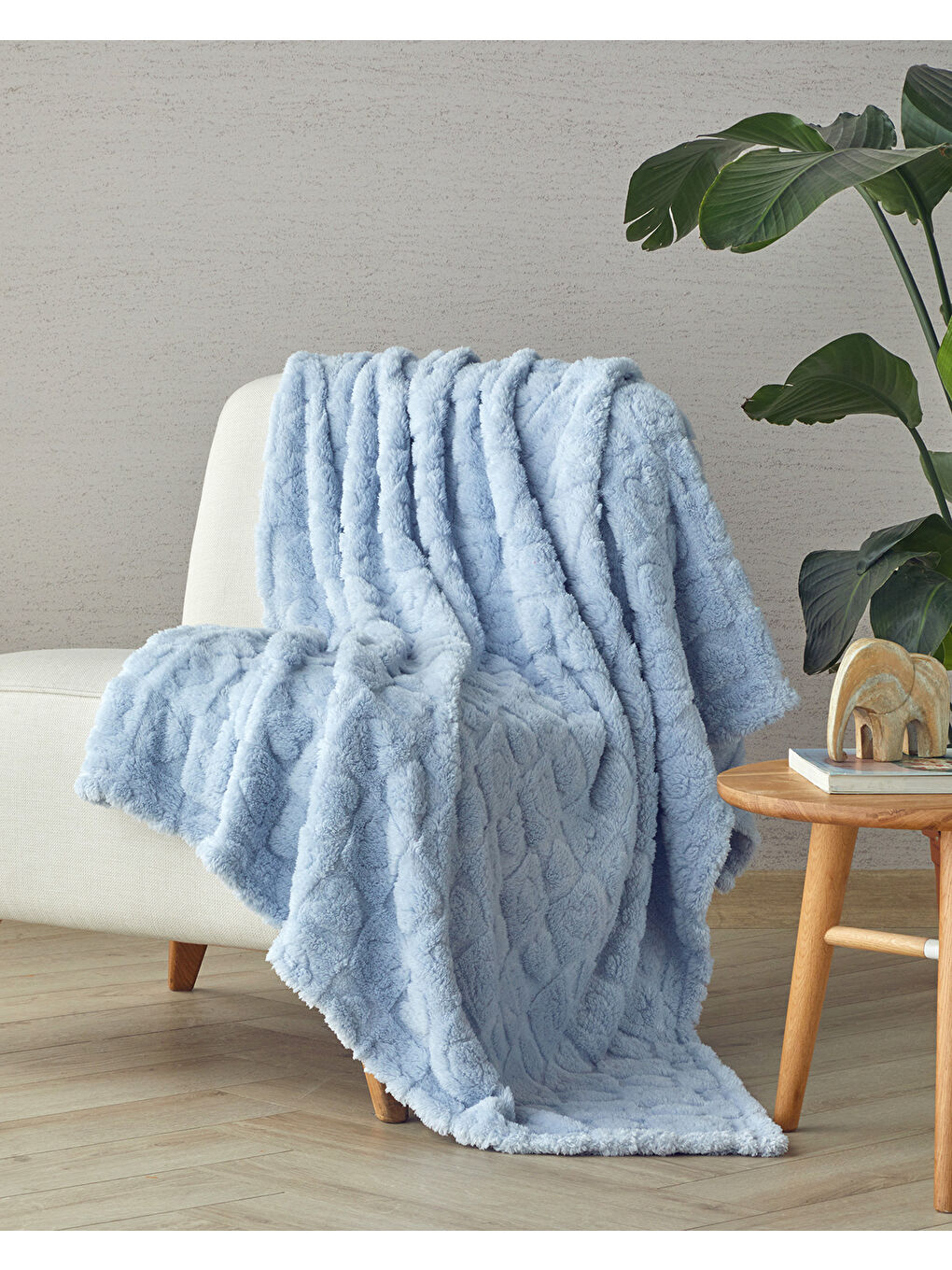 Fancy Love Jakarlı Wellsoft Tv Battaniye Açık Mavi-1