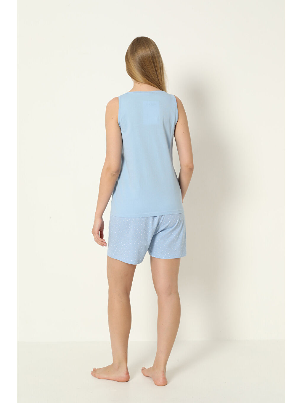 Mavi Care Way Şortlu Askılı Pijama Takım-2