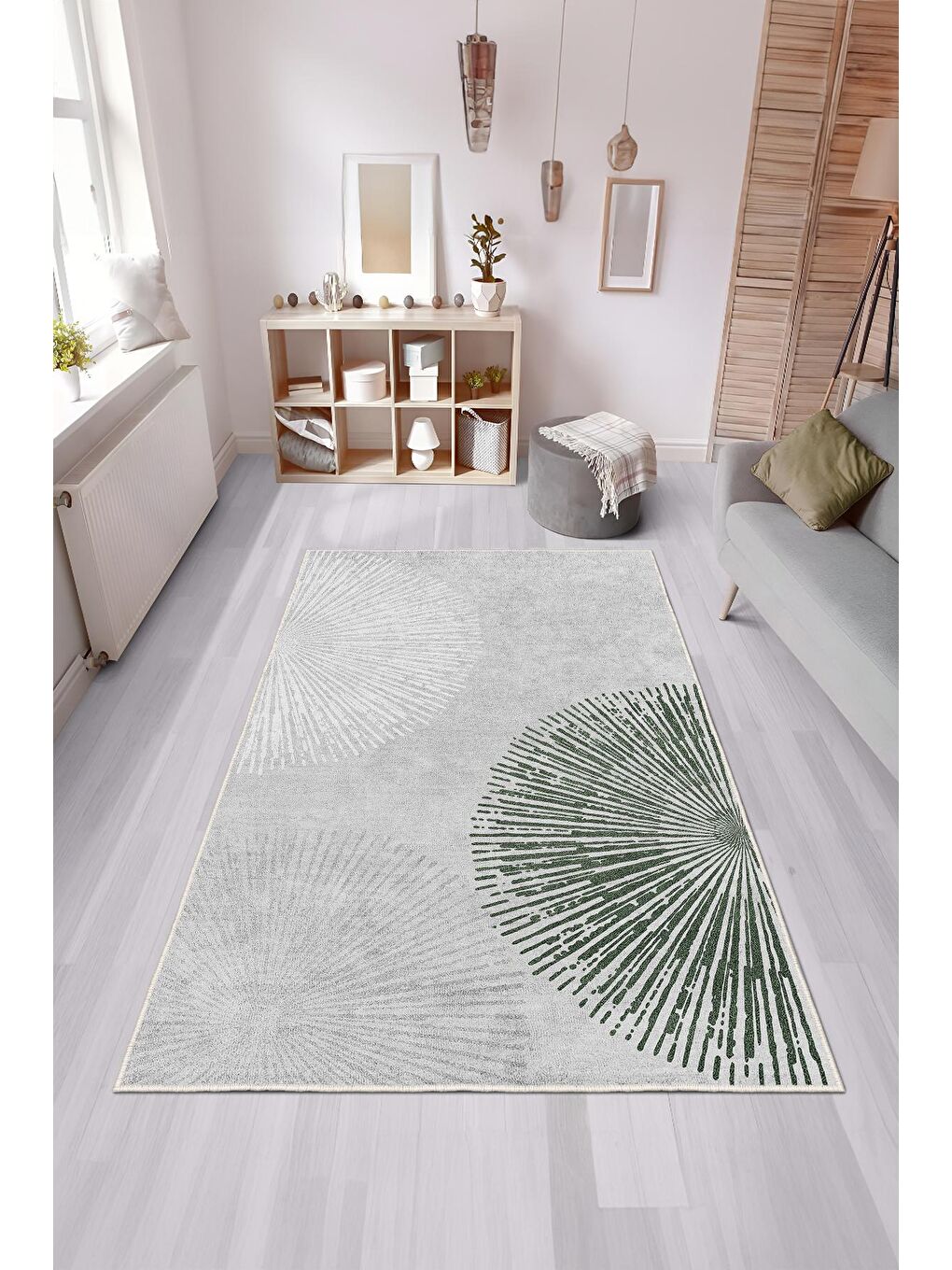 Gri Özel Tasarım, Kaymaz Taban, İnce, Yıkanabilir, Modern Halı WOOKECE1495 160x230