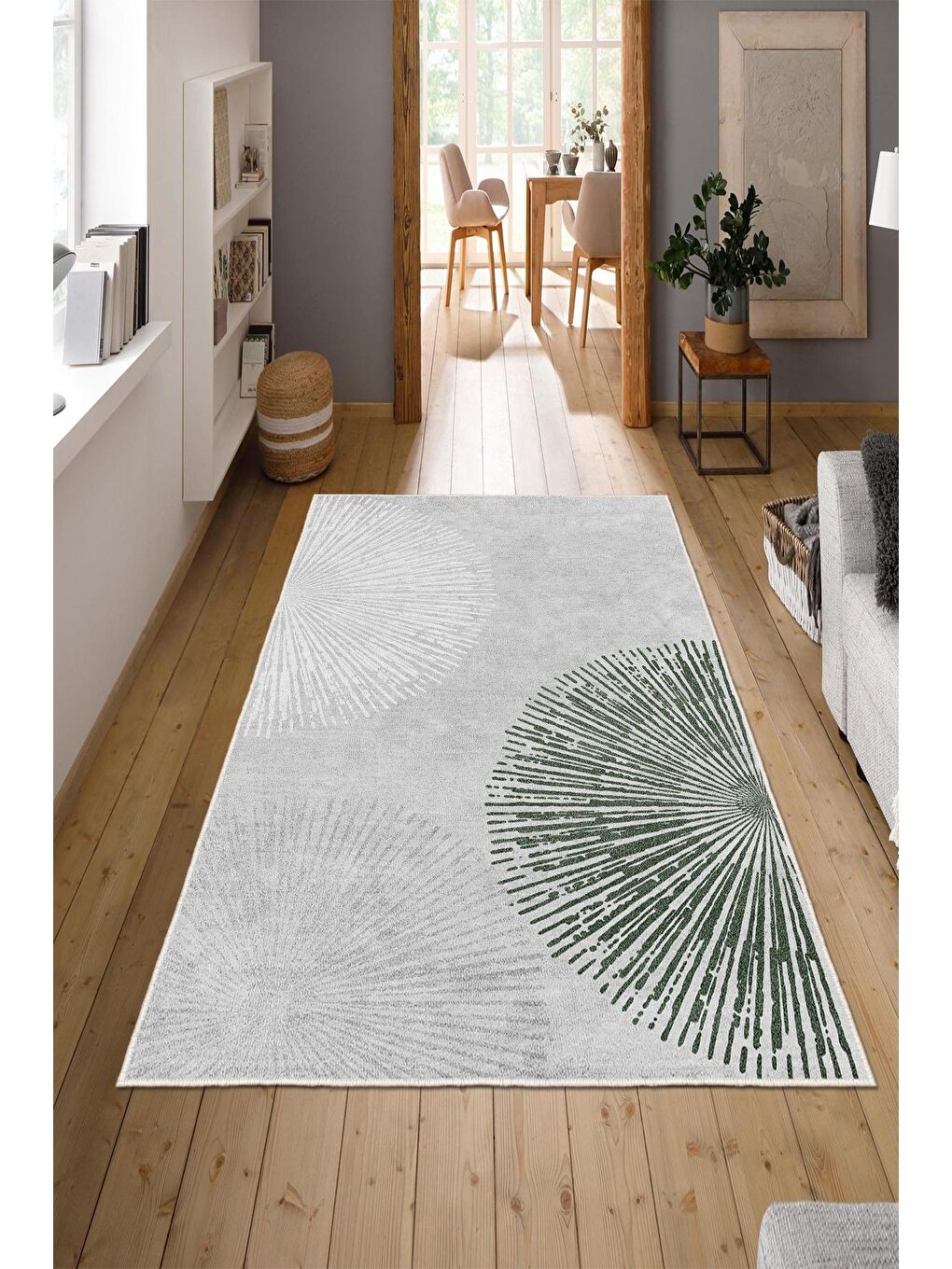 Gri Özel Tasarım, Kaymaz Taban, İnce, Yıkanabilir, Modern Halı WOOKECE1495 160x230-1