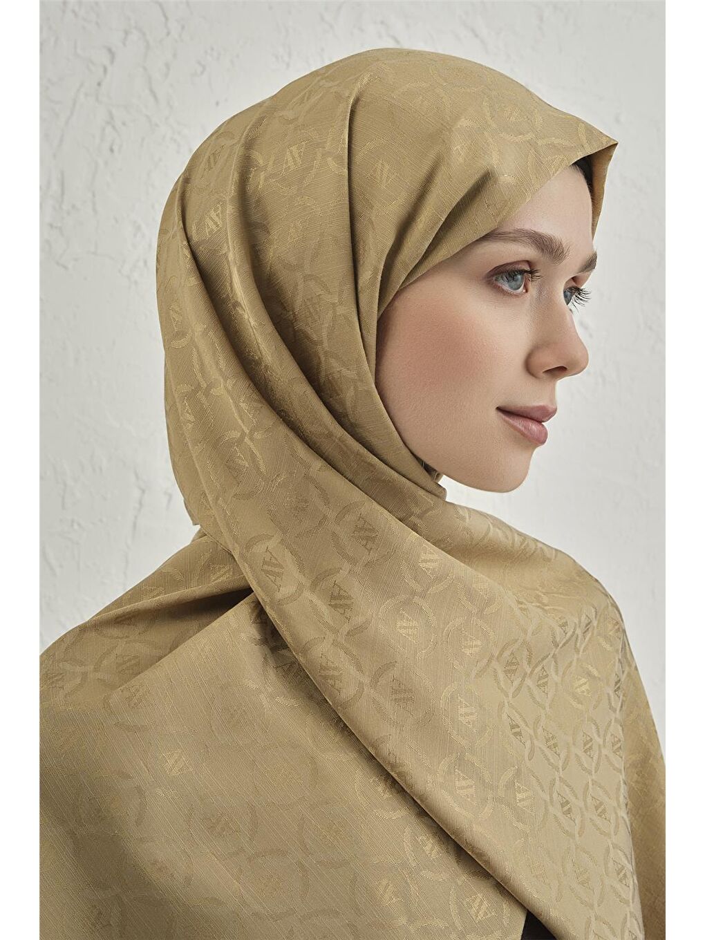 Sarı Pamuk  Floş Monogram Zincir Şal 1 72-3