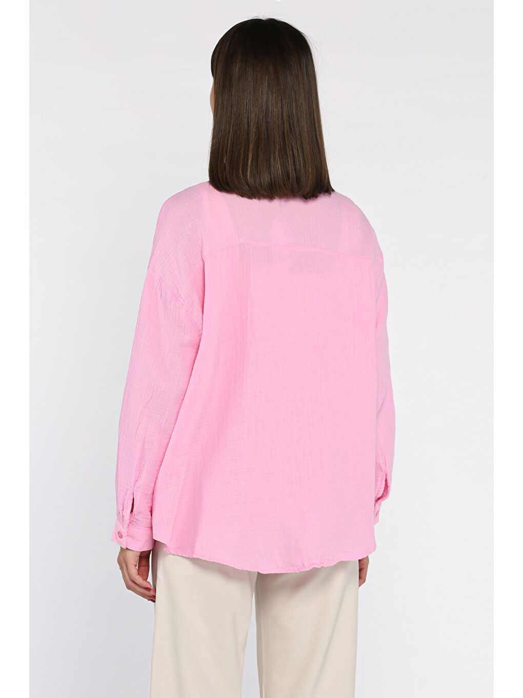 Pembe Kadın Salaş Gömlek-3