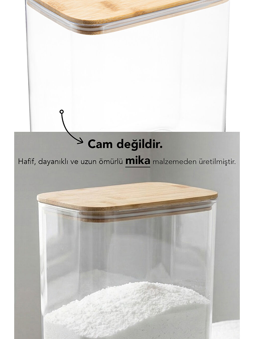 Beyaz 3 Adet Bambu Kapak Aura Deterjan Saklama Kutusu 3,1 l-3