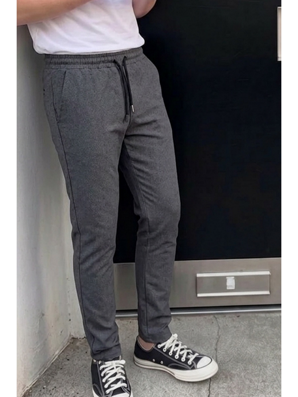 Gri Erkek Lastikli Çift Cepli Füme Jogger Pantolon-4
