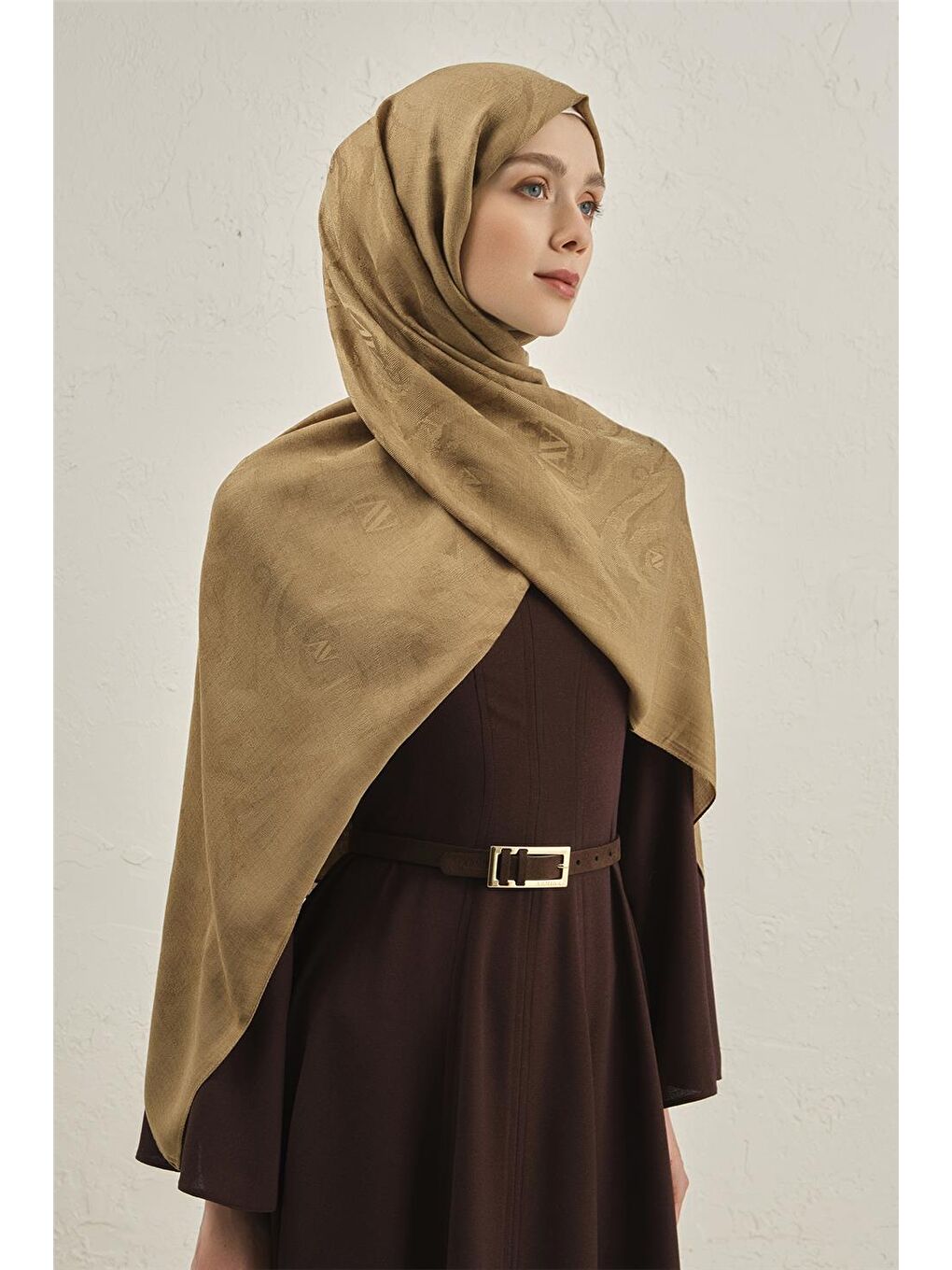 Kahverengi Woolair Dalga Monogram Şal 1 10
