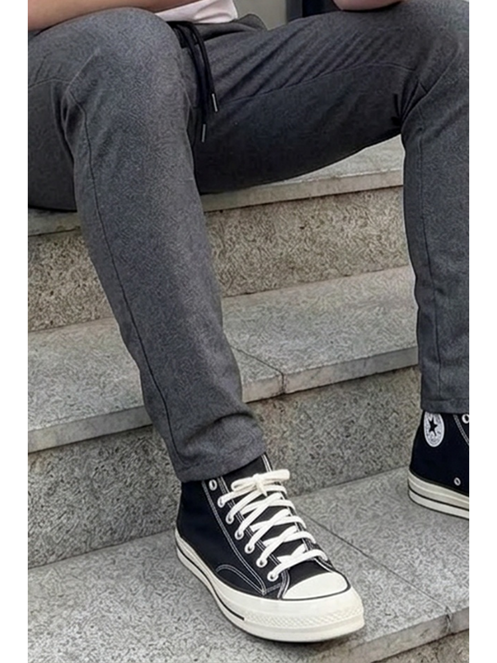 Gri Erkek Lastikli Çift Cepli Füme Jogger Pantolon-5