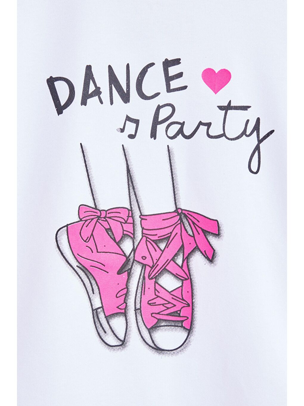 Bisiklet Yaka Kız Çocuk Beyaz Baskılı Uzun Kollu Tişört - 24476-1