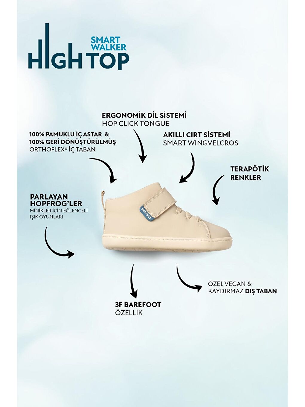 Smart Walker High Top Süper Mat Bej Barefoot Çocuk Bot-2