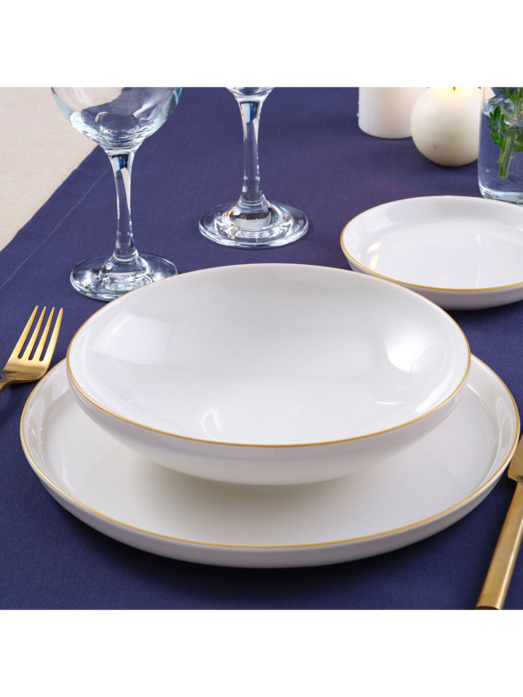 Karışık Bilbao 3 Parça Sıngle Yemek Takımı Gold-3