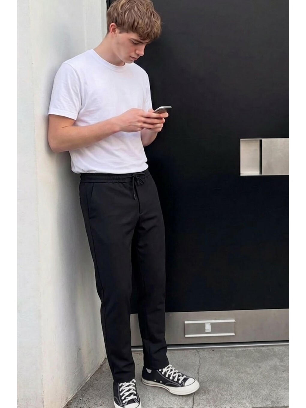 Erkek Lastikli Çift Cepli Siyah Jogger Pantolon