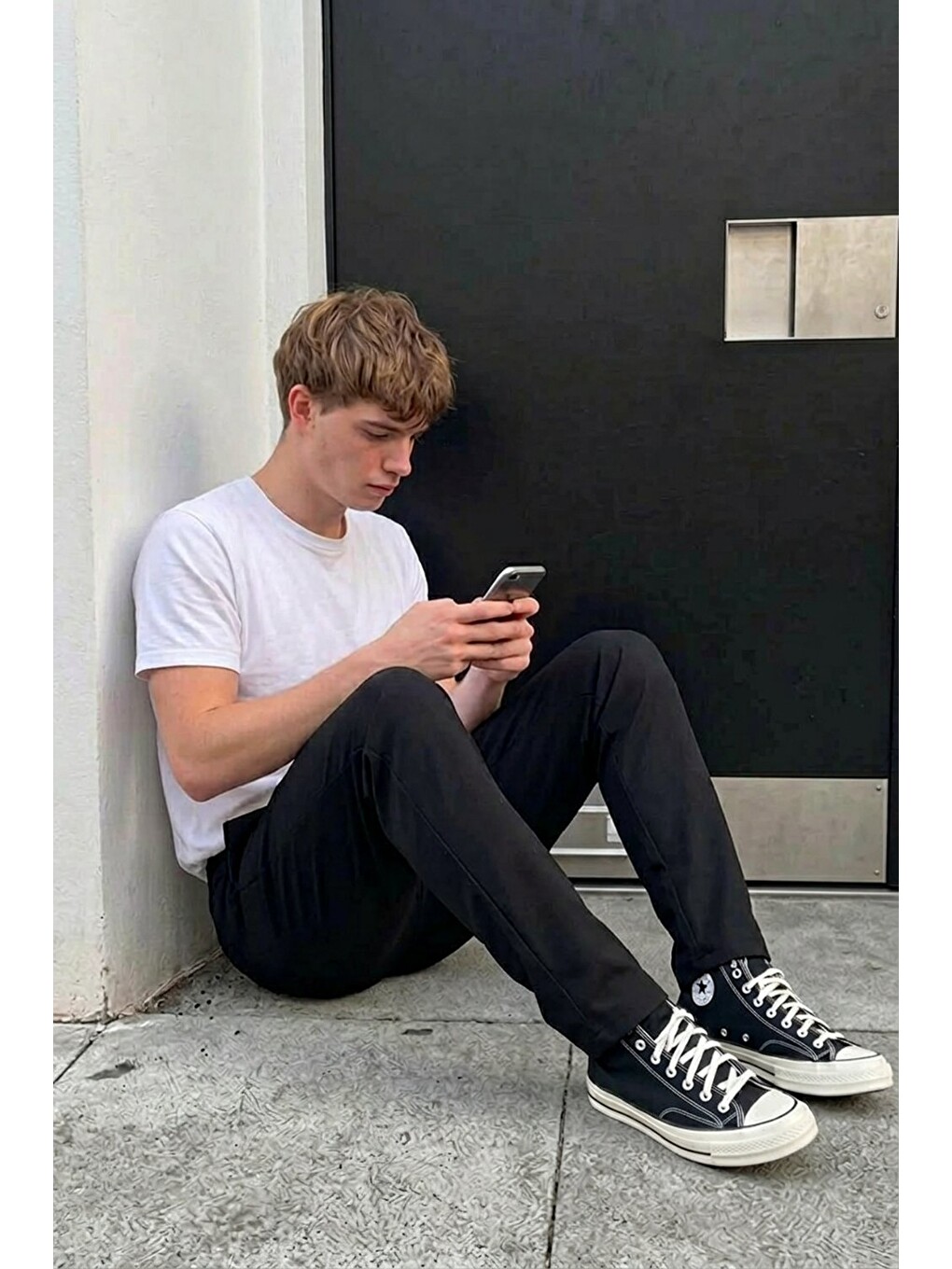 Erkek Lastikli Çift Cepli Siyah Jogger Pantolon-1