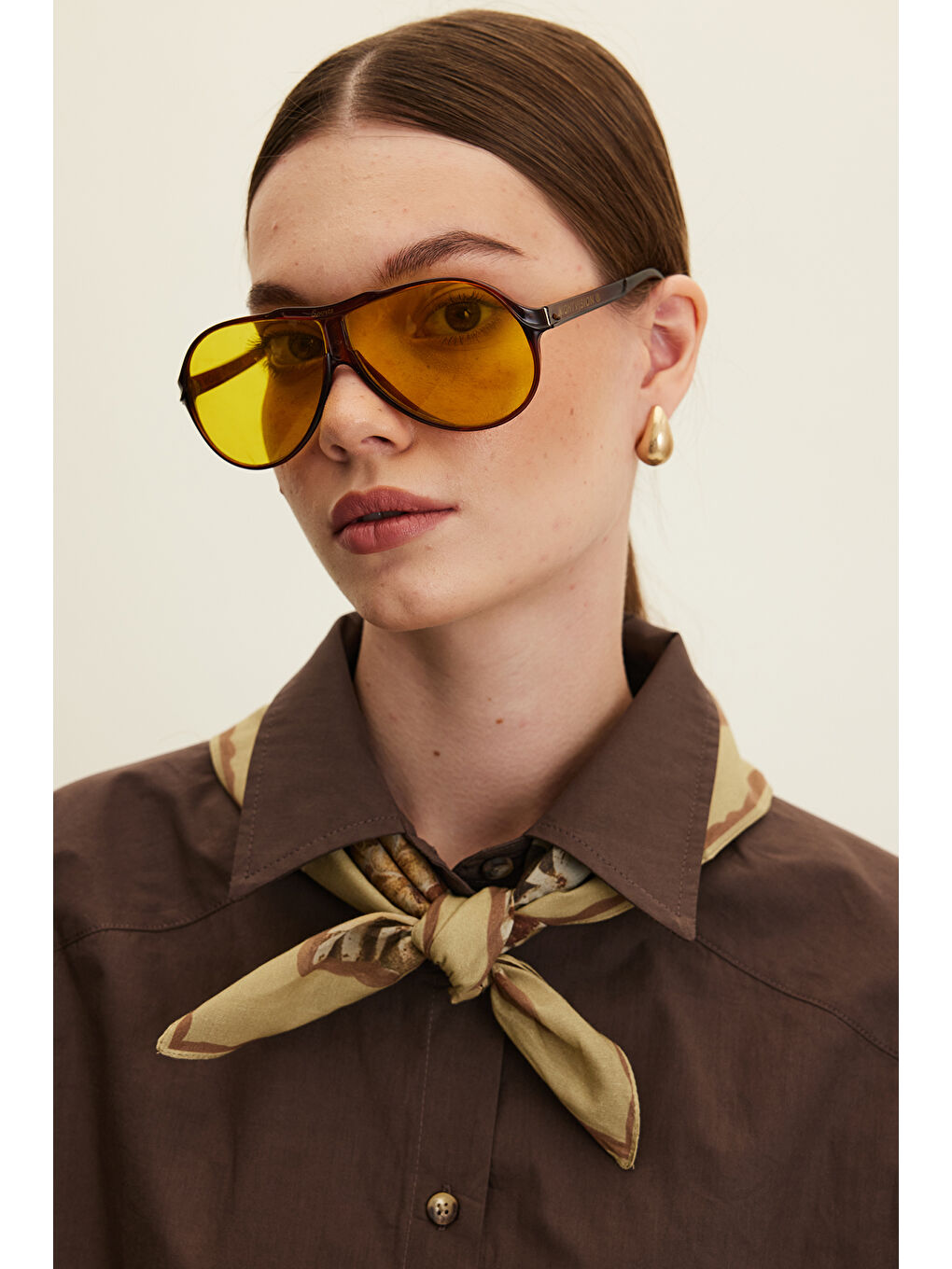 Haki Desenli Pamuklu Fular Vıntage