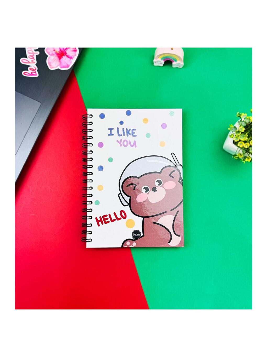 BAM HEDİYELİK EŞYA Hello Bear Tasarımlı Spiralli Defter