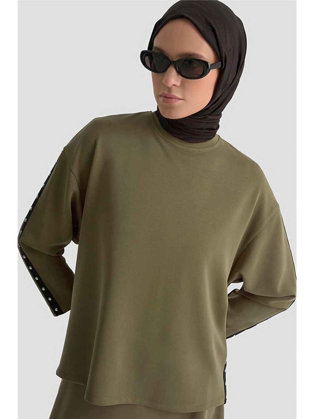 Şeritli Örme Takım 25Kd1163 Haki-1