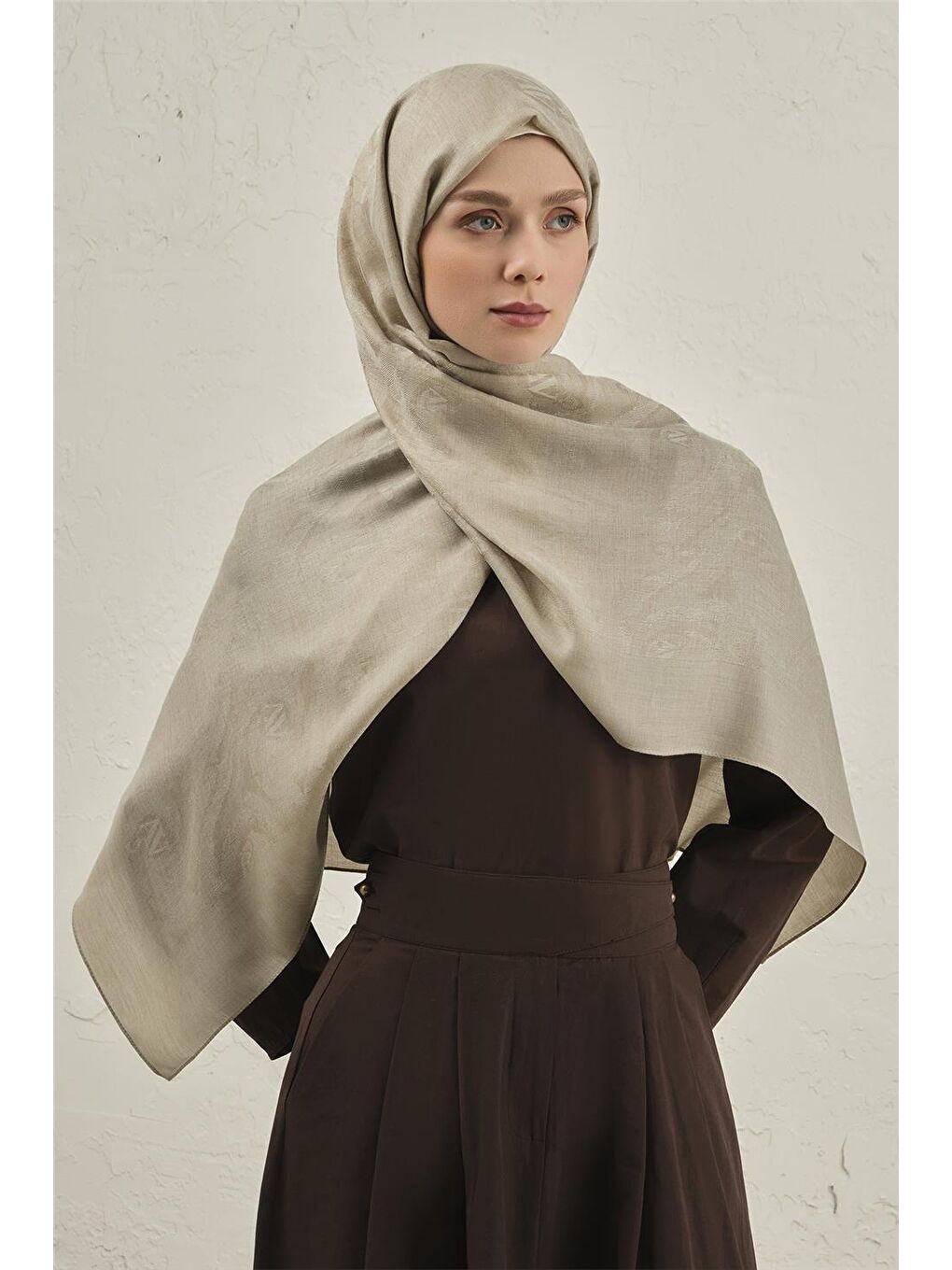 Yeşil Woolair Dalga Monogram Şal 1 07