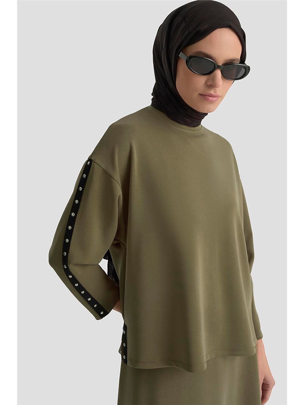 Şeritli Örme Takım 25Kd1163 Haki-2