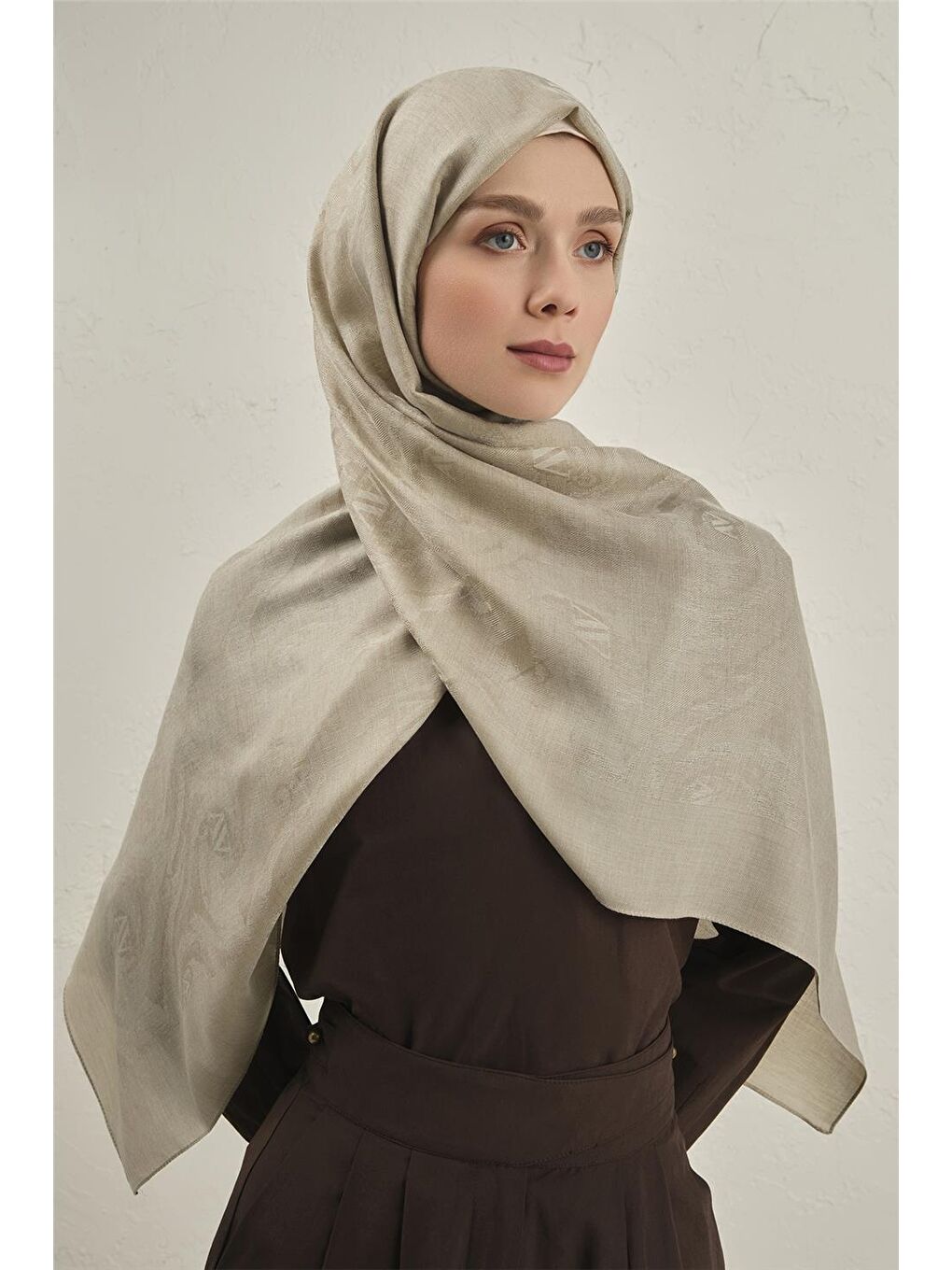 Yeşil Woolair Dalga Monogram Şal 1 07-2