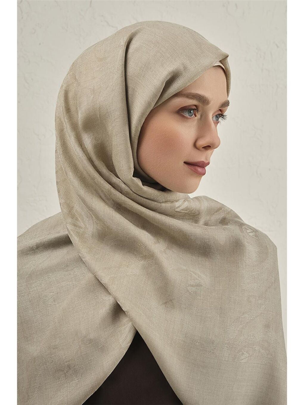 Yeşil Woolair Dalga Monogram Şal 1 07-3