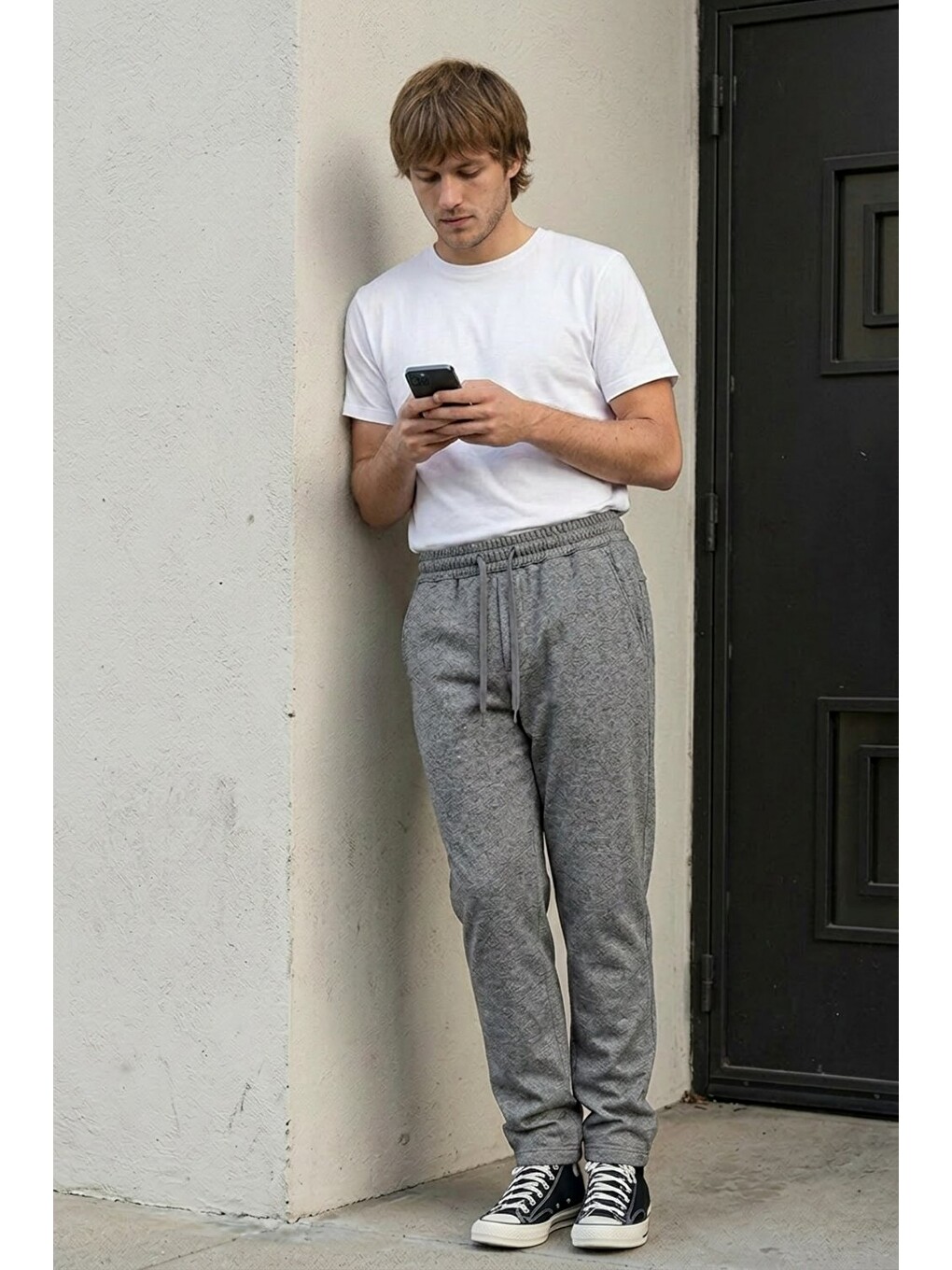 Erkek Lastikli Çift Cepli Antrasit Jogger Pantolon-3
