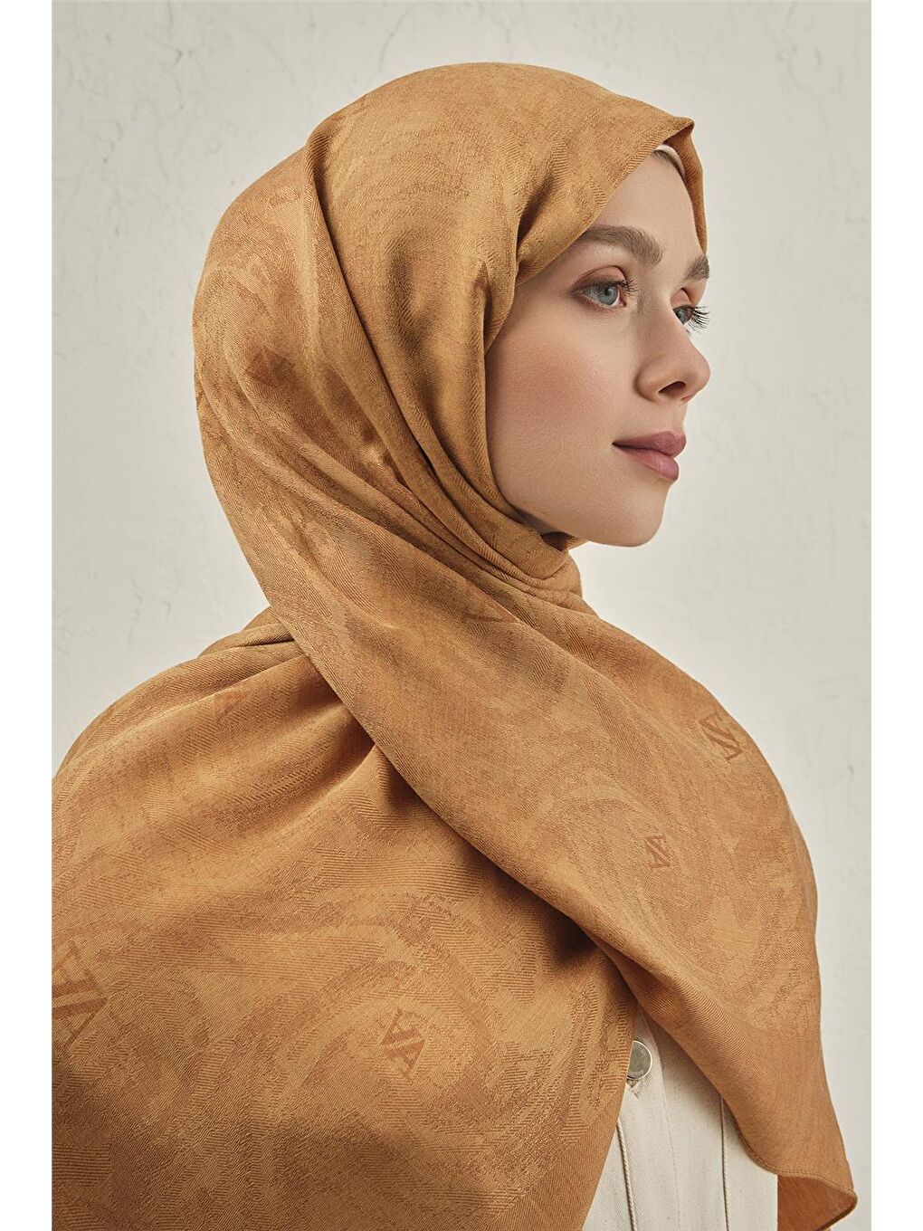 Turuncu Woolair Dalga Monogram Şal 1 72-3