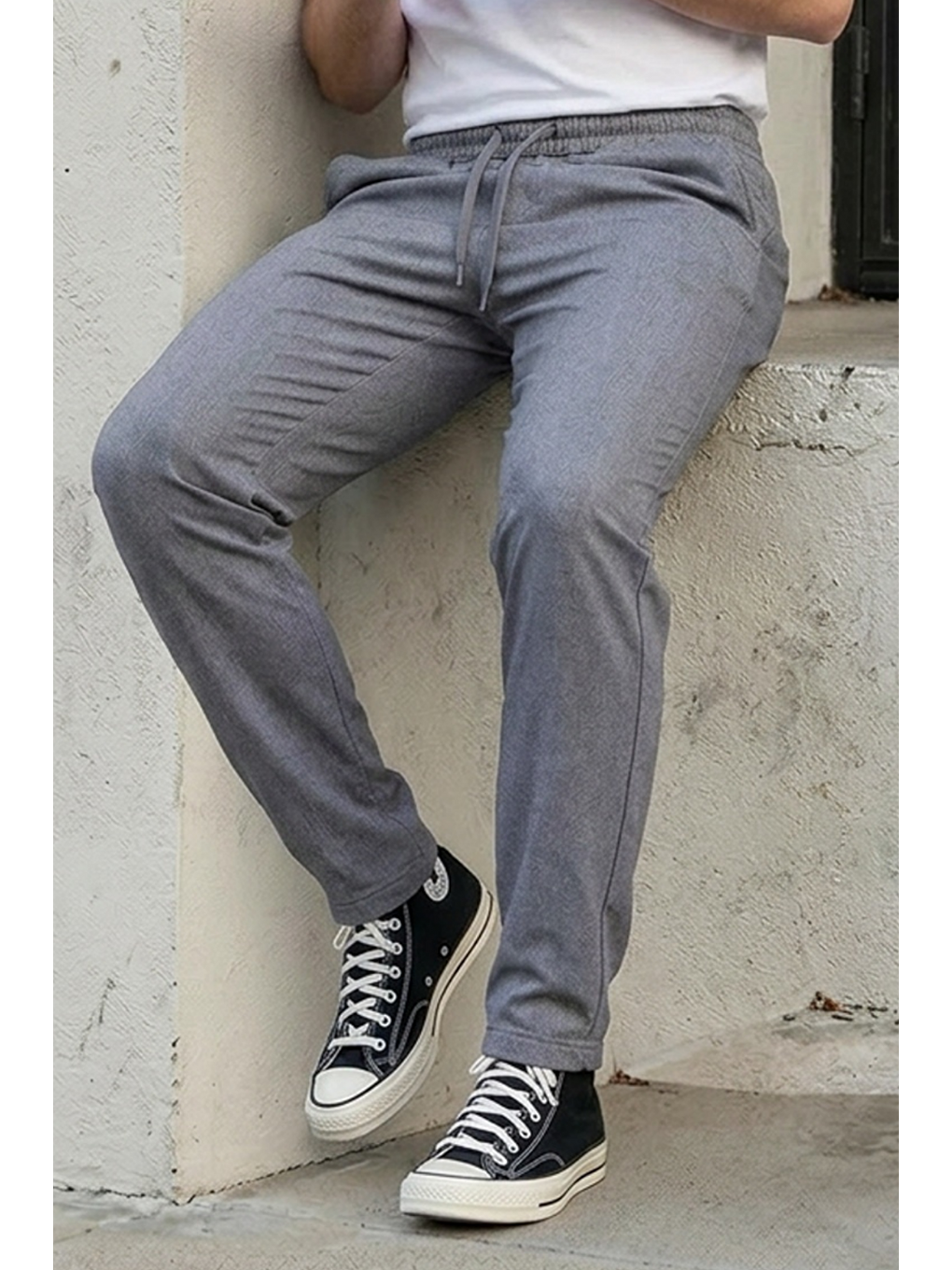 Erkek Lastikli Çift Cepli Antrasit Jogger Pantolon-5