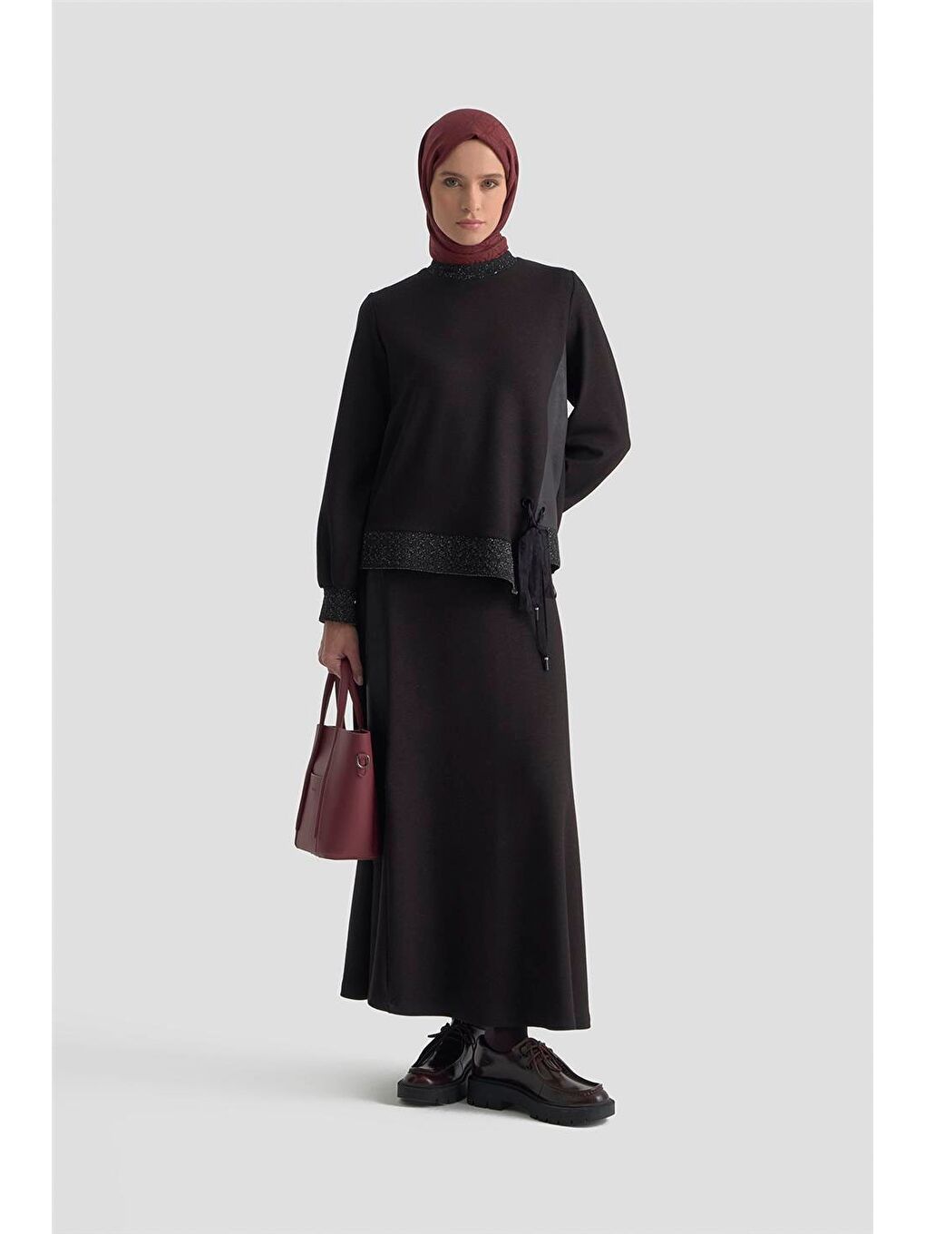 Taşlı Örme Takım 25Kd2103 Siyah-1